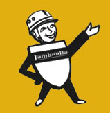 Small Lambretta Man Sticker Black 85 x 100mm