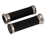 Handlebar Grips Black Rubber & Titanium Collers 120 x 25mm