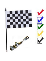 150mm Black & White Check Flag Pole Kit