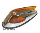 Vespa Chrome Metal Jag Style Side Panel Light With Orange Lens