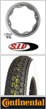 SIP Lambretta Tubeless Wheel Rim & Continetal White Wall Tyre
